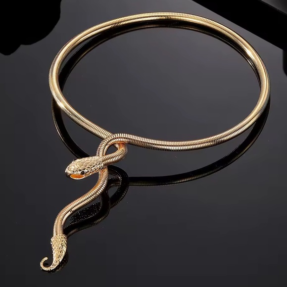 Anthropologie Jewelry - Serpenti Gold Snake Bangle Necklace
